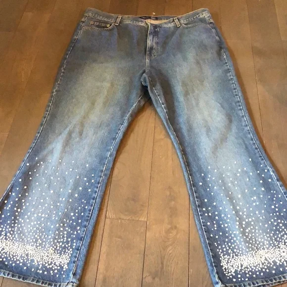 EUC 🔮Y2K Vintage Lane Bryant Embellished Flare Jeans - Picture 2 of 8
